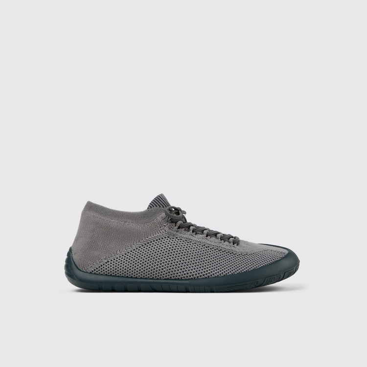 Side view of Path Gray textile shoes for men