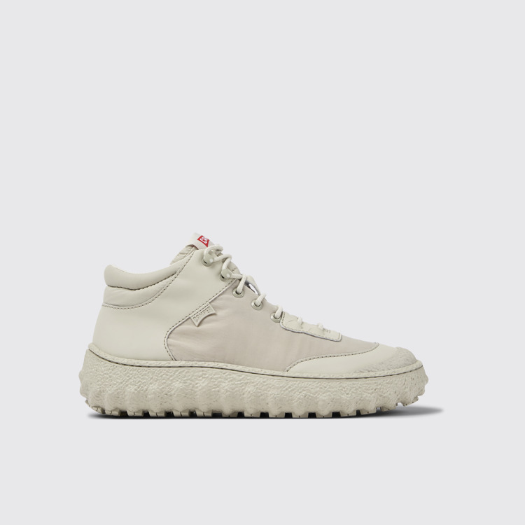 Ground Witte stoffen en leren herenschoenen