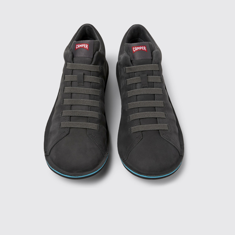 Overhead view of Beetle HYDROSHIELD® Gray nubuck sneakers