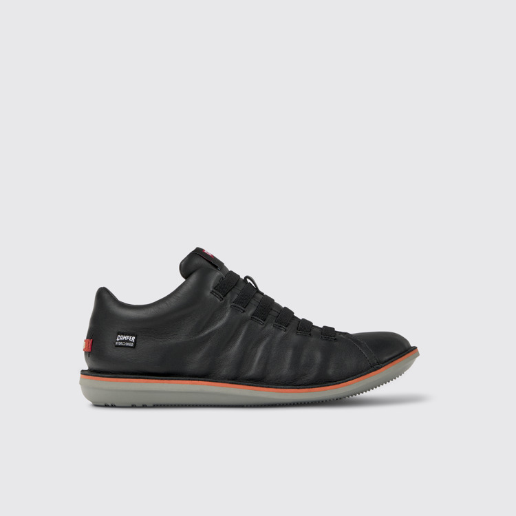 Side view of Beetle HYDROSHIELD® Black leather sneakers