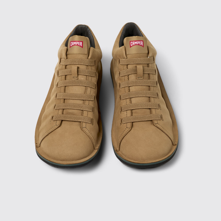 Overhead view of Beetle HYDROSHIELD® Brown nubuck sneakers