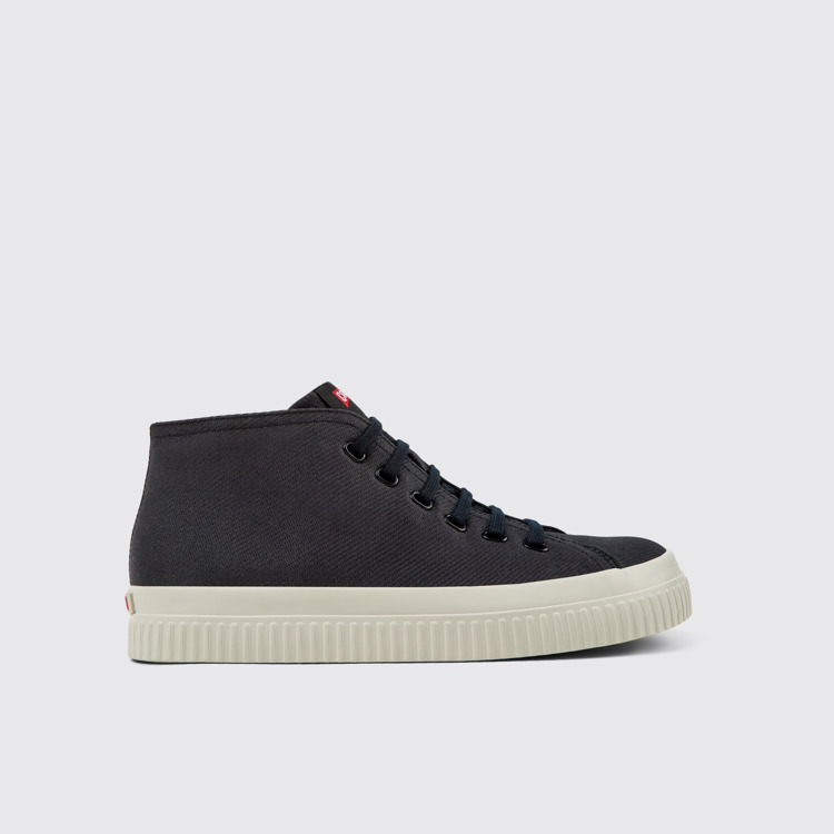 Side view of Peu Roda Black recycled cotton sneakers for men