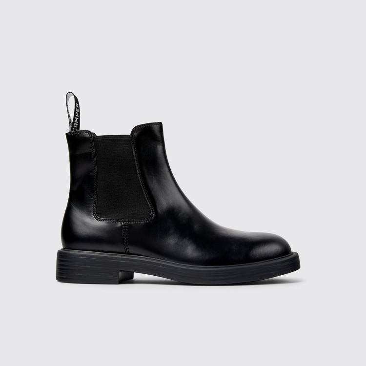 Side view of Dean Black leather ankle boots for men