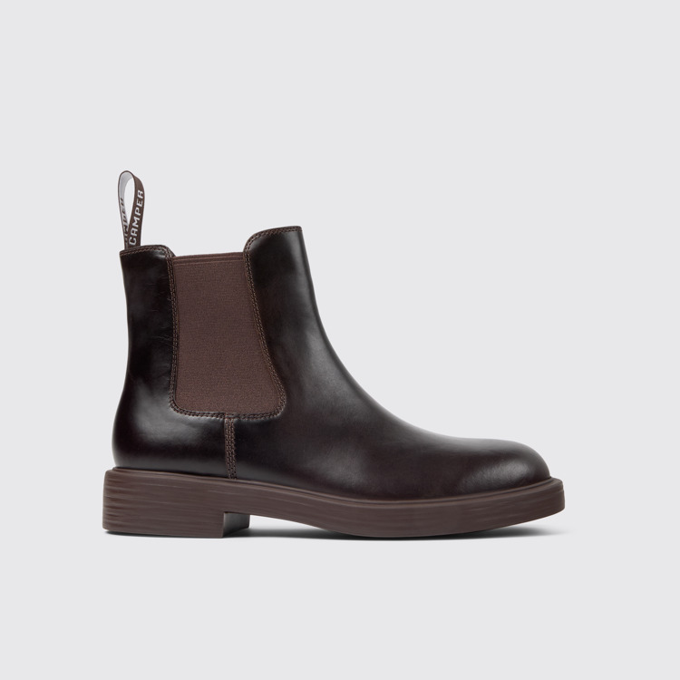 Side view of Dean Brown leather ankle boots for men