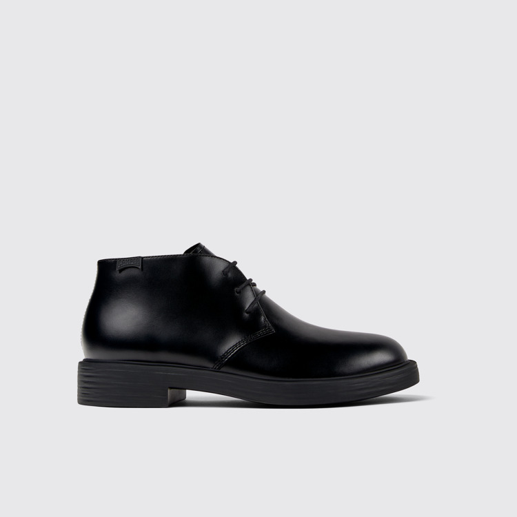 Side view of Dean Black leather ankle boots for men