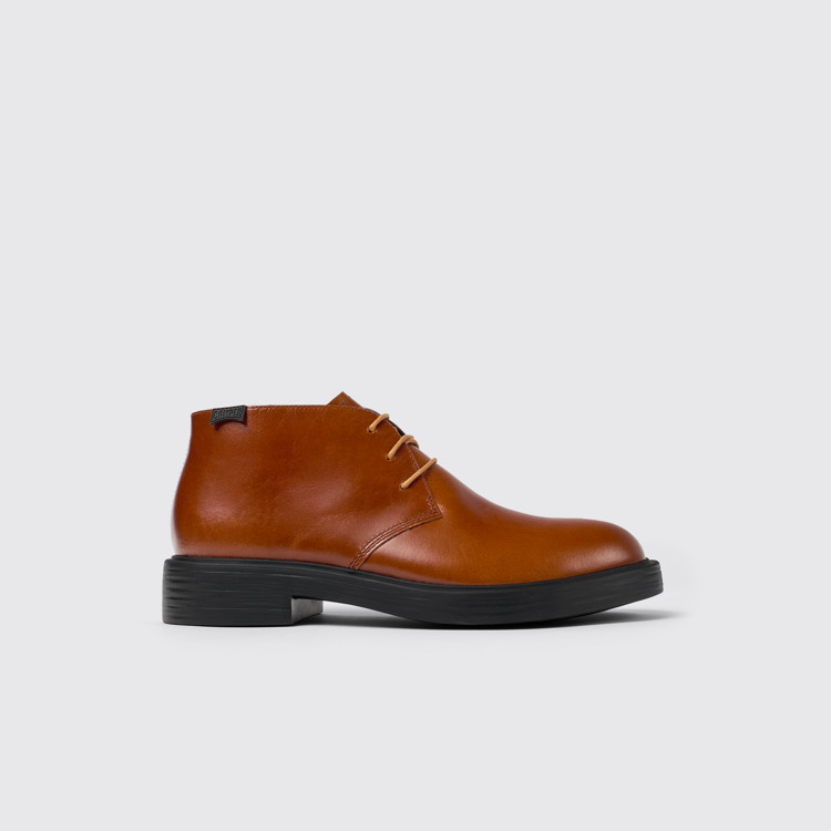 Side view of Dean Brown leather ankle boots for men