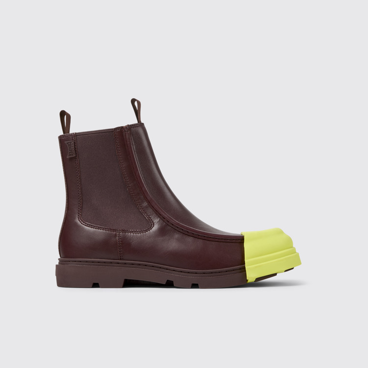 Side view of Junction Burgundy Leather Ankle Boot for Men