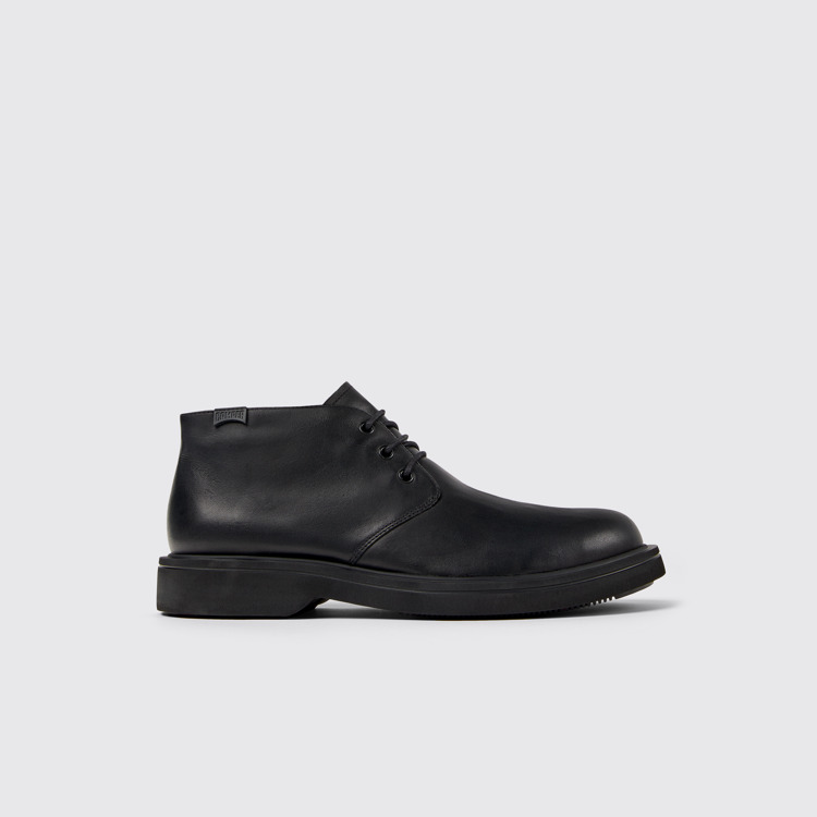 Side view of Norman Black leather ankle boots for men