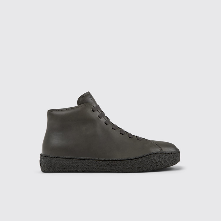 Side view of Peu Terreno Gray Leather Desert Boot for Men