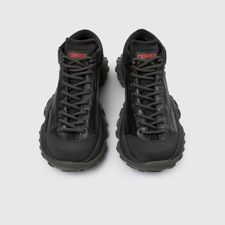 Overhead view of Karst Trek Black ankle boots for men