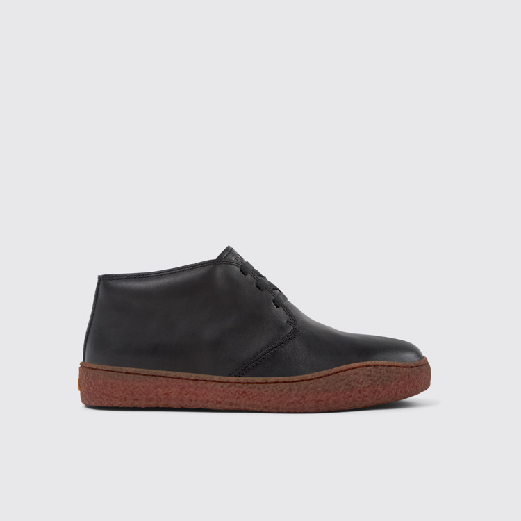 Side view of Peu Terreno Black Leather Ankle Boots for Men.