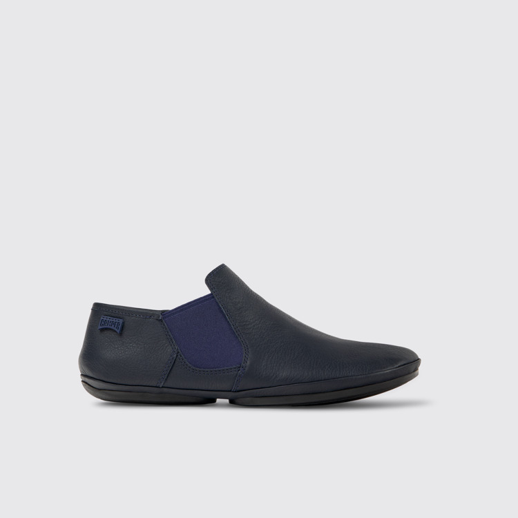 Side view of Right Blue leather shoes for women