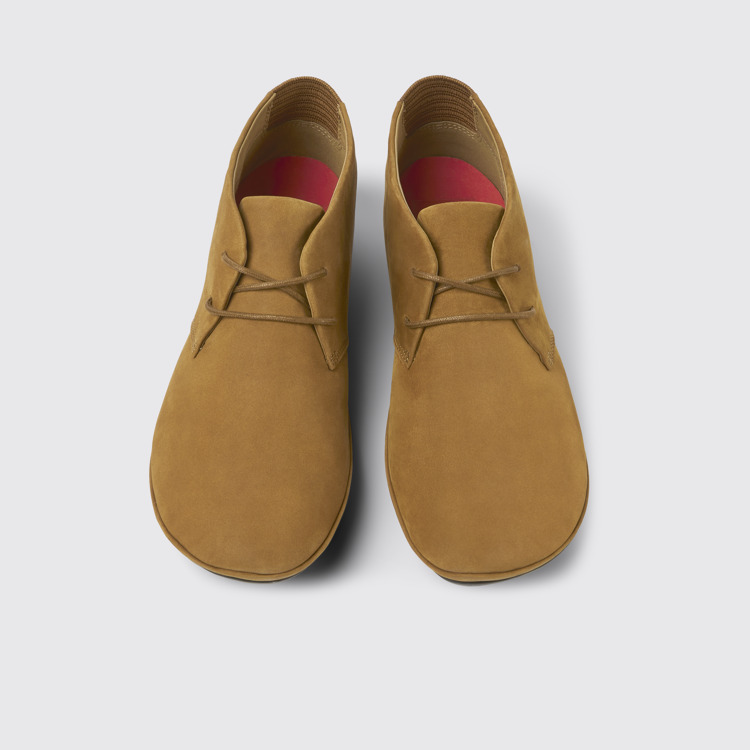 Overhead view of Right Brown nubuck shoes for women