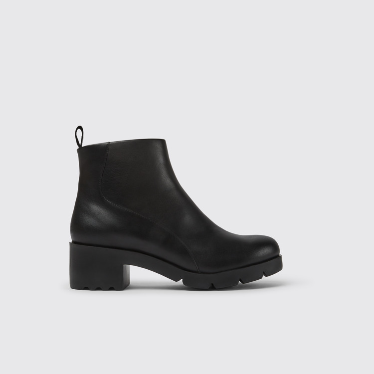 Side view of Wanda Black zip ankle boot for women