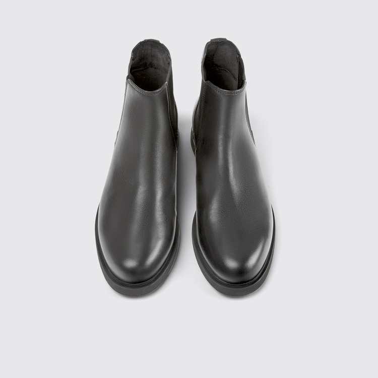 Overhead view of Iman Black leather chelsea boots for women