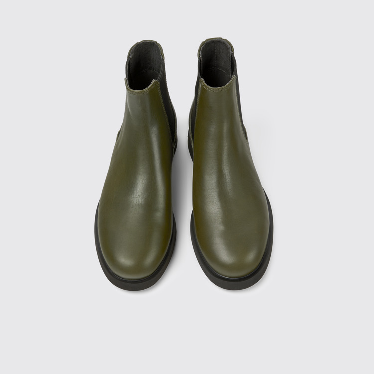 Iman Bottes Chelsea en cuir vert foncé pour femme