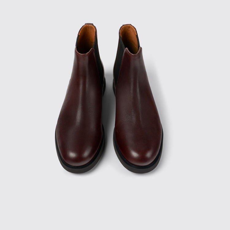 Overhead view of Iman Burgundy leather Chelsea boots for women