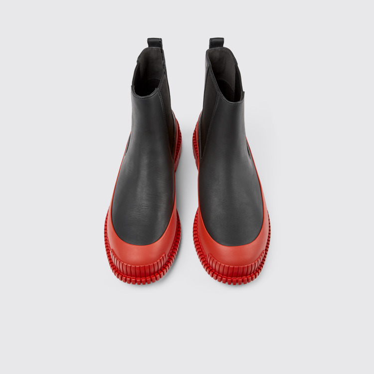 Overhead view of Pix Red and Black Leather Chelsea Boot for Women