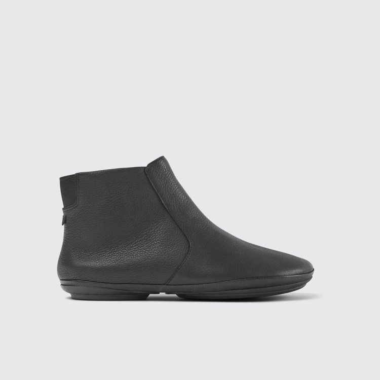 Side view of Right Black ankle boot for women