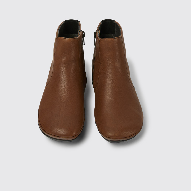 Overhead view of Right Brown ankle boot for women