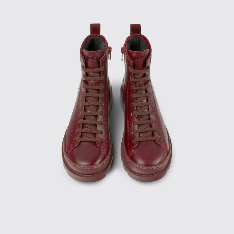 Overhead view of Brutus Burgundy leather ankle boots for women