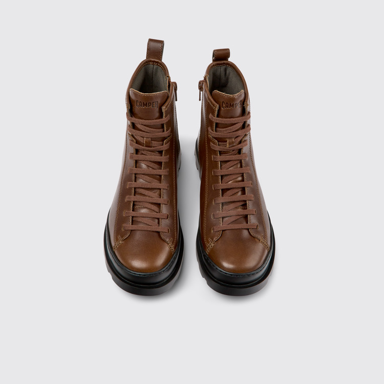 Overhead view of Brutus Brown lace-up boots for women