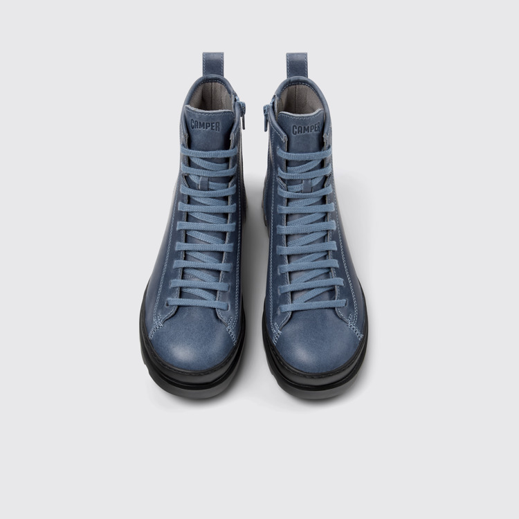 Overhead view of Brutus Blue leather boots for women