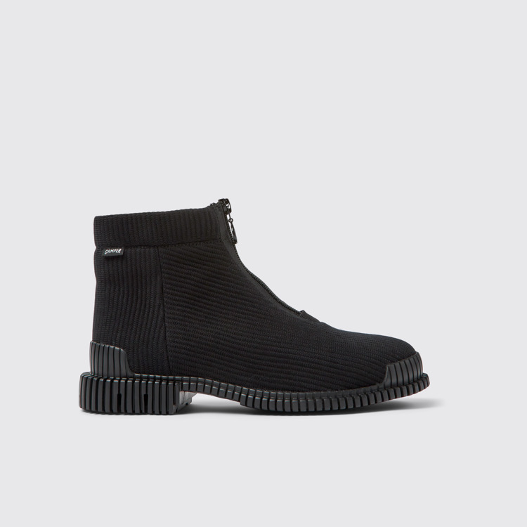 มุมมองด้านข้างของ Pix Black TENCEL® Lyocell Ankle Boots for Women.