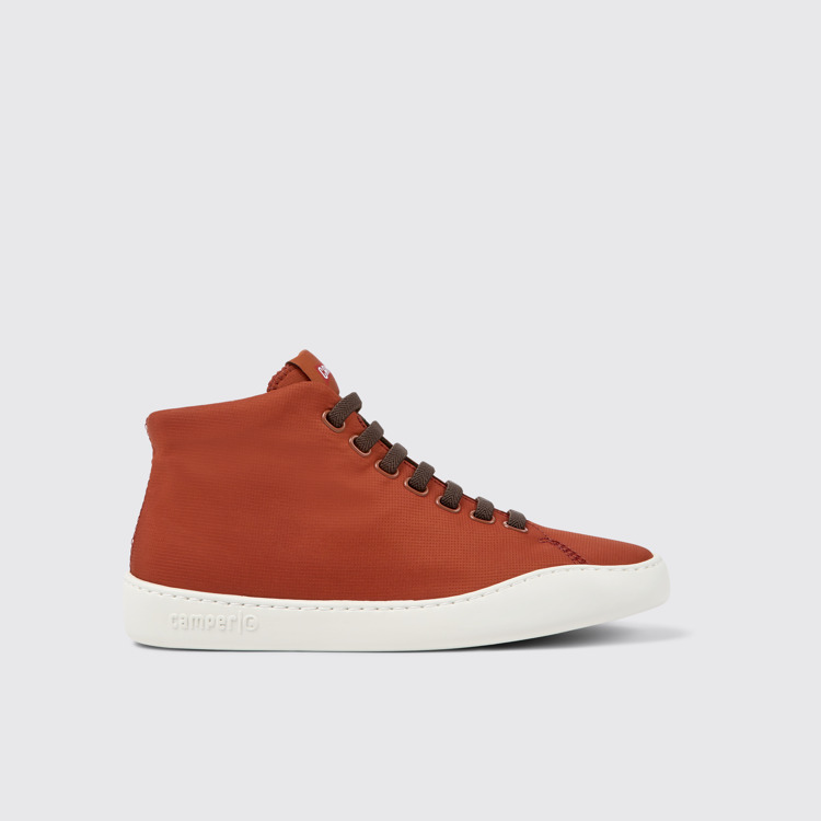 Side view of Peu Touring Red recycled PET sneakers for women