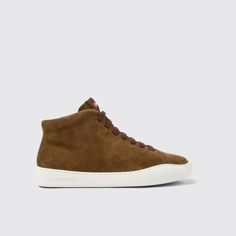 Side view of Peu Touring Brown nubuck sneakers for women