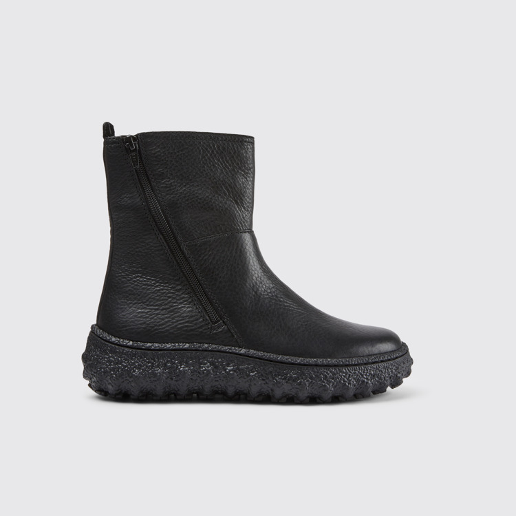 Side view of Ground Women's black mid boot with zip