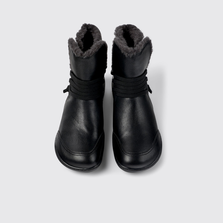 Overhead view of Peu Black Leather Ankle Boots for Women