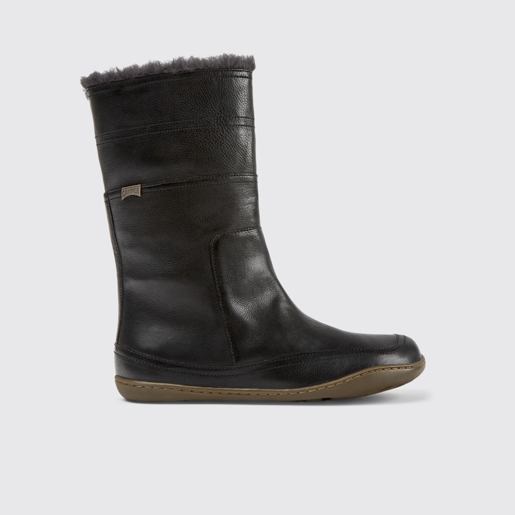 Side view of Peu Black mid boot for women