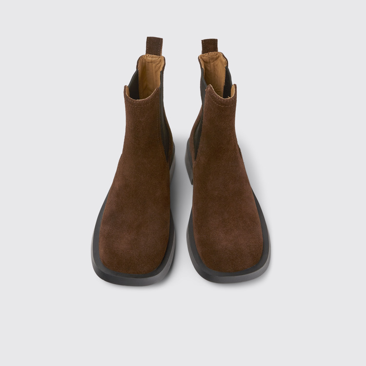 Overhead view of MIL 1978 Brown nubuck Chelsea boots for women