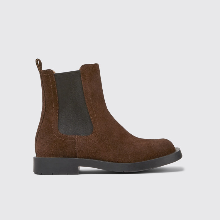 Side view of MIL 1978 Brown nubuck Chelsea boots for women