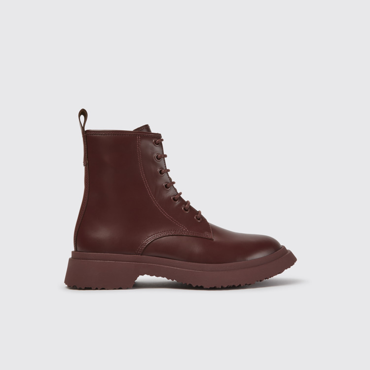 Side view of Walden Burgundy leather boots for women