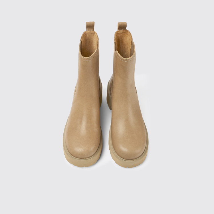 Overhead view of Milah Beige leather Chelsea boots for women