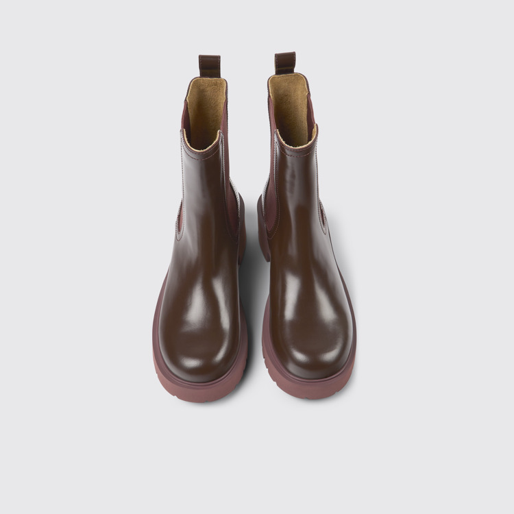 Overhead view of Milah Burgundy leather Chelsea boots for women