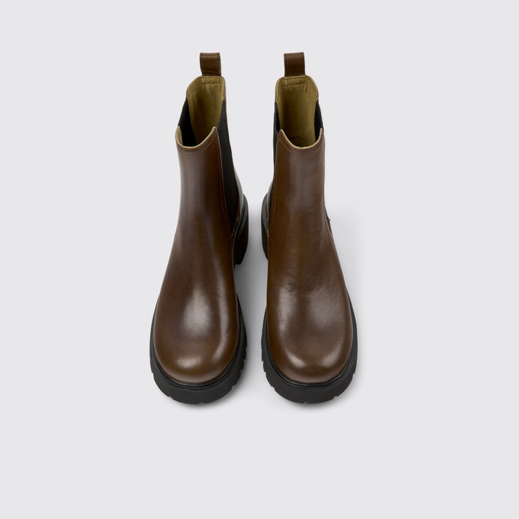 Overhead view of Milah Brown leather Chelsea boots for women