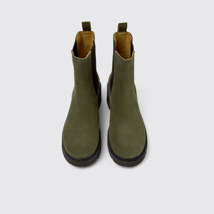 Overhead view of Milah Green Nubuck Ankle Boots for Women