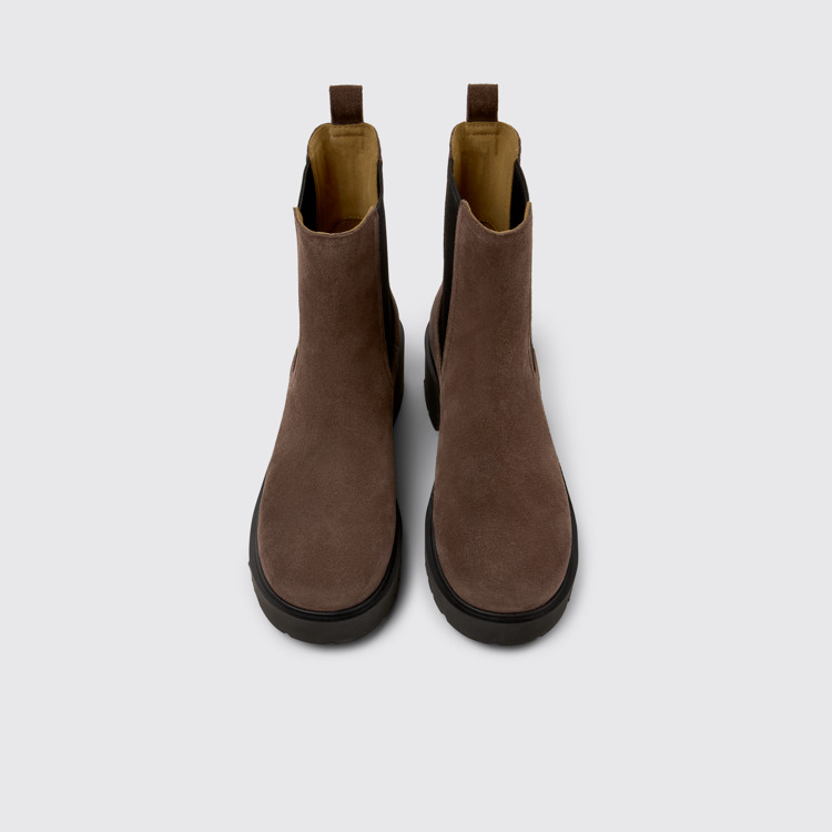 Overhead view of Milah Brown Nubuck Ankle Boots for Women