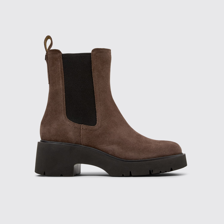 Side view of Milah Brown Nubuck Ankle Boots for Women