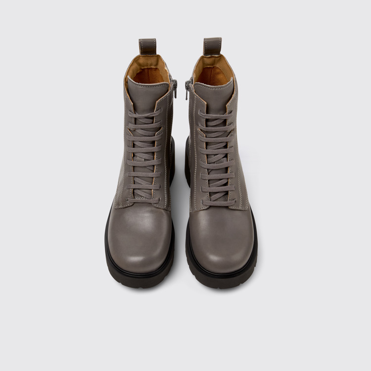 Overhead view of Milah Gray lace-up boots for women