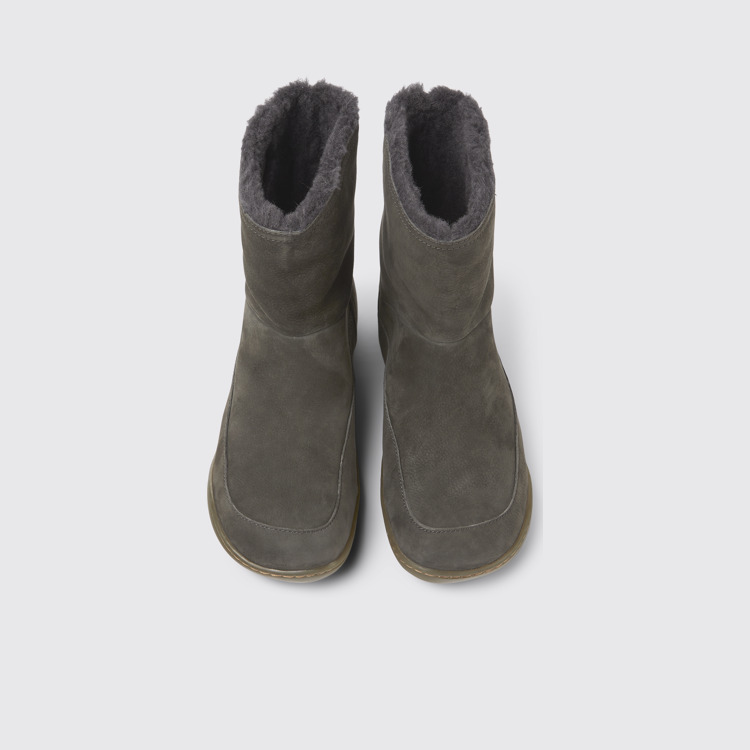 Overhead view of Peu Dark grey nubuck ankle boots for women