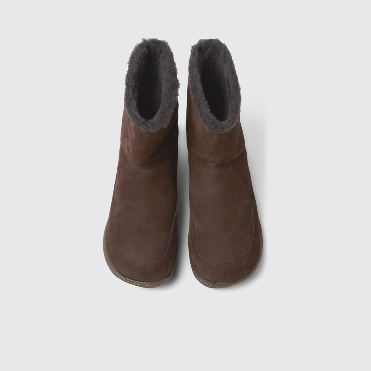 Overhead view of Peu Brown nubuck ankle boots for women