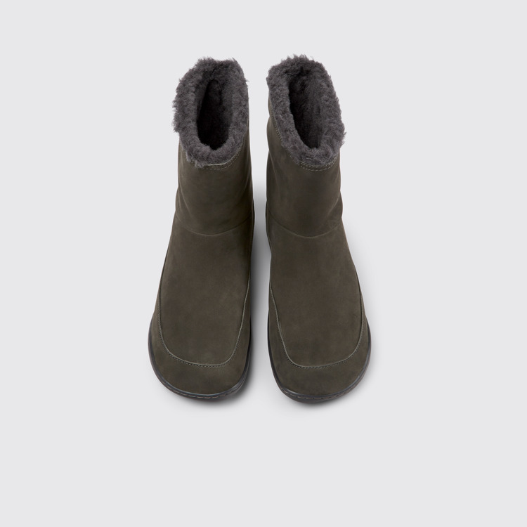 Overhead view of Peu Gray nubuck boots for women