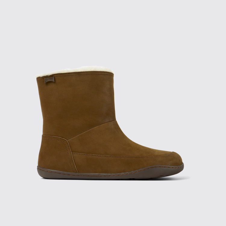 Side view of Peu Brown nubuck boots for women