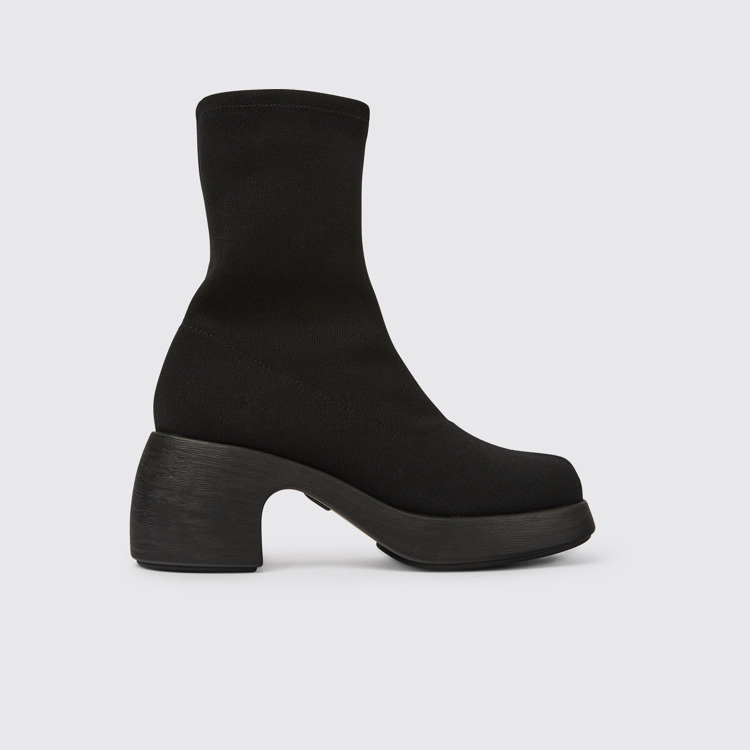 Side view of Thelma TENCEL® Black textile women's boots