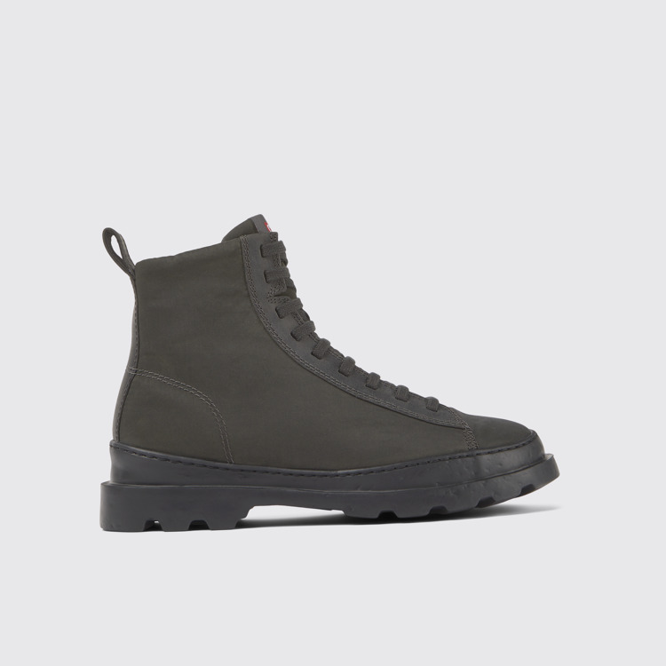 Side view of Brutus Dark gray textile and nubuck ankle boots for women