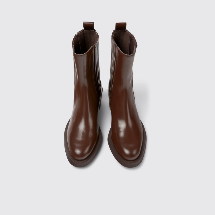 Overhead view of Bonnie Burgundy leather boots for women